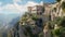 Photorealistic Italian Renaissance Revival Mansion On Cliff In Mountainside