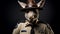 Photorealistic Kangaroo Police Officer Portrait On Dark Background