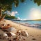 A photorealistic landscape background of shell a natural beach setting by AI generated