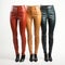 Photorealistic Leather Pants In Emerald And Amber Colors