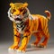 Photorealistic Lego Tiger Sculpture On Black Background
