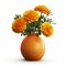 Photorealistic Marigold In Modern Mat Ceramic Vase