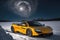 A photorealistic McLaren 720S parked under a moonlit winter sky starry frozen lake generative by Ai