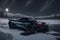 A photorealistic McLaren 720S parked under a moonlit winter sky starry frozen lake generative by Ai