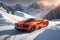 A photorealistic McLaren 720S stands proudly in a snowcovered mountain pass generative by Ai