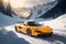 A photorealistic McLaren 720S stands proudly in a snowcovered mountain pass generative by Ai