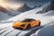 A photorealistic McLaren 720S stands proudly in a snowcovered mountain pass generative by Ai