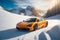 A photorealistic McLaren 720S stands proudly in a snowcovered mountain pass generative by Ai