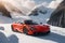 A photorealistic McLaren 720S stands proudly in a snowcovered mountain pass generative by Ai