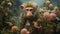 Photorealistic Monkey With Flowers: A Detailed Pastiche In Uhd