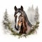 Photorealistic Morgan Horse Portrait With Snowy Pine Forest Background