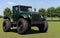 Photorealistic old jeep dark green colour modification on the grass