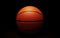 Photorealistic orange basketball ball icon isolated on black background. March madness poster design. Minimalistic banner, side