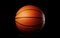 Photorealistic orange basketball ball icon isolated on black background. March madness poster design. Minimalistic banner, side