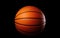Photorealistic orange basketball ball profile icon faded on black background. March madness poster design. Minimalistic banner,