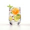Photorealistic Orange Water With Lime And Mint In Glass Mockup