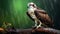 Photorealistic Osprey Perched On Branch: Powerful Symbolism In Rain