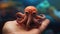 Photorealistic Painting Of Octopus Sitting On Finger