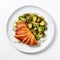 Photorealistic Pastiche: Salmon Steak With Brussels Sprouts Croissant Dish