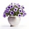 Photorealistic Petunias In White Vase - High-quality Stock Photo