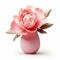 Photorealistic Pink Peony In Modern Ceramic Vase