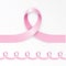 Photorealistic pink ribbon in the shape of nines on white background. Can be used as stop breast cancer concept.