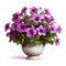 Photorealistic Purple Petunias In Modern Ceramic Vase