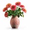 Photorealistic Red Chinese Dahlias Flower Decoration Vase