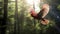 Photorealistic Rendering Of A Cardinal Flying Through A Sunlit Forest