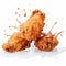 Photorealistic Rendering Of Fried Chicken With Water Drops