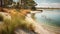 Photorealistic Rendering Of Grass-covered Beach Near A Lake