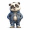 Photorealistic Rendering Of A Panda Bear In Jacket And Jeans