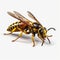 Photorealistic Renderings Of A Black And Yellow Wasp On A White Background