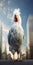 Photorealistic Renderings Of A Tall Chicken Guarding The World Trade Center