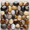 Photorealistic Rounded Marble Pebble Stones In Gold Color - Top View