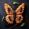 Photorealistic Salmon Butterfly Sushi Pastry: Elaborate Fruit Arrangement Style