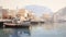 Photorealistic Seaport Painting With Capri 22 In Soft Tonal Colors