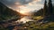 Photorealistic Sunset Landscape: Unreal Engine 5 Rendering Of Whistlerian Wilderness