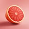 Photorealistic Surrealism: Grapefruit Slice On Pink Background
