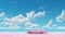 Photorealistic Surrealism: Pink Car Parked Under Clear Blue Skies