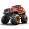 Photorealistic Trailer Monster Truck On White Background