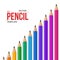 Photorealistic Vector Colorful Graphite Office Pencil Isolated