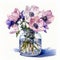 Photorealistic Watercolor: Anemones In A Vase With Transparent Layers