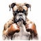 Photorealistic Watercolor Illustration Of A Playful Boxer In New York