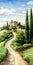 Photorealistic Watercolor Painting Of Tuscan Landscape