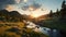 Photorealistic Wilderness Landscape At Golden Hour