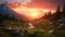 Photorealistic Wilderness Landscape At Golden Hour