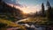 Photorealistic Wilderness Landscape With Richly Colored Skies