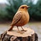 Photorealistic Wood Carving Of Bird On Stump - Detailed And Realistic Artwork