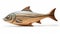 Photorealistic Wood Carving Fish With Blue Striped Body